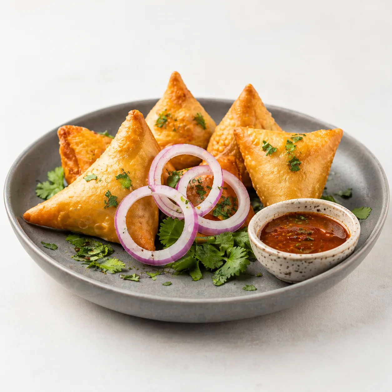 Samosas accompagnés de chutney à la mangue